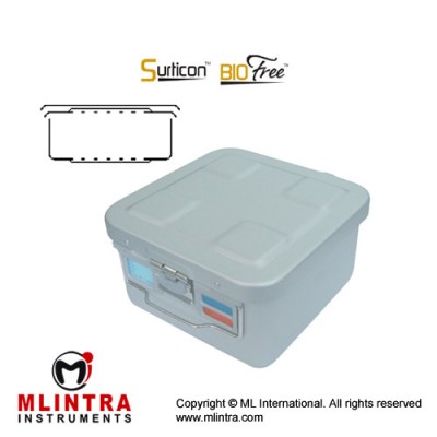 Surticon™ Sterile Container 1/2 Bio-Barrier Safe Model Black Perforated Lid and Bottom Stainless Steel - Aluminium, Size 285 x 280 x 145 mm Surticon™ Sterile Container 1/2 Bio-Barrier Safe Model Black Perforated Lid and Bottom Stainless Steel - Aluminium, Size 285 x 280 x 145 mm